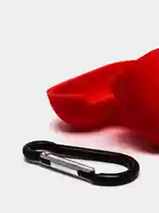 Красный силиконовый чехол для наушников Apple AirPods, аирподс, карабином, красный, розовый черный