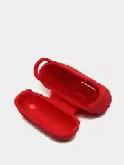 Красный силиконовый чехол для наушников Apple AirPods, аирподс, карабином, красный, розовый черный