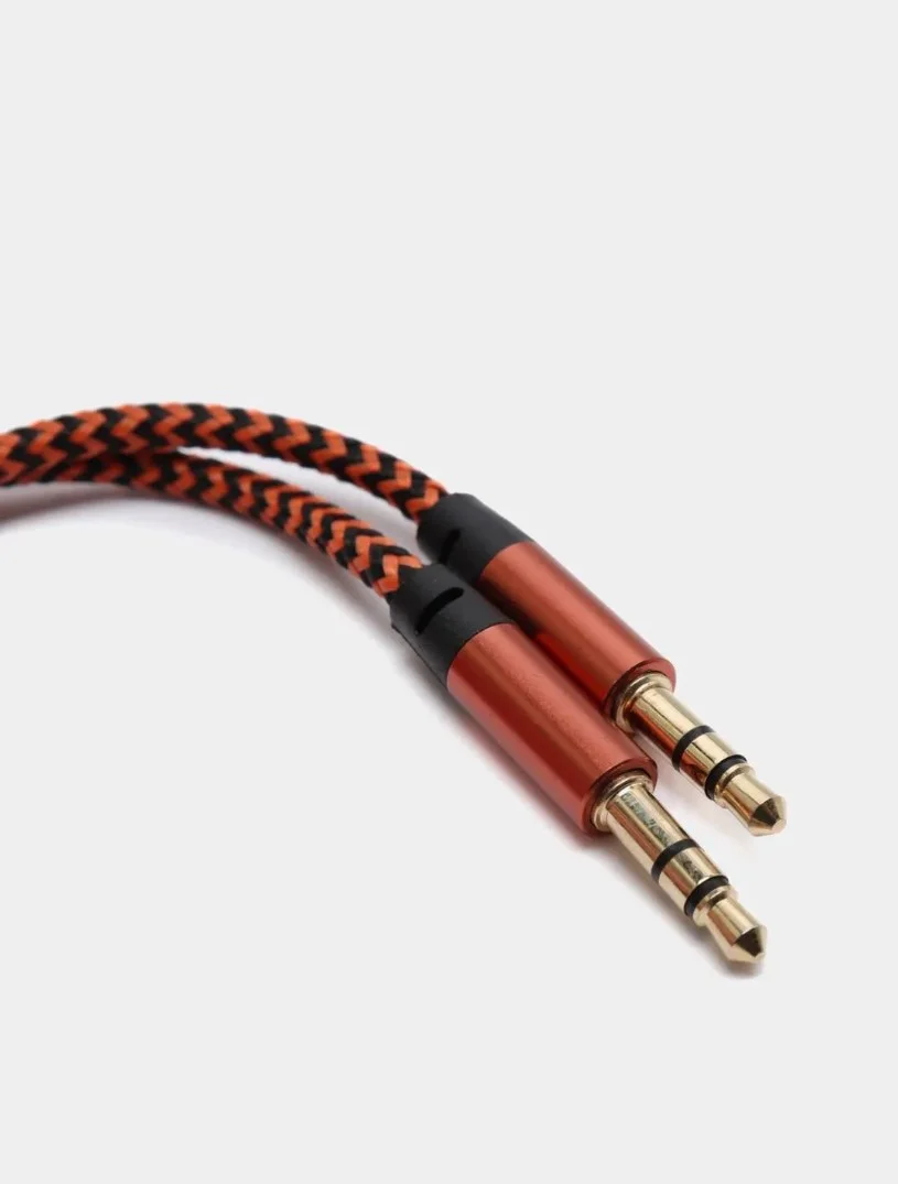 Зеленый кабель AUX Jack3.5-Jack3.5, тканевый аудио кабель нейлоновый аукс, 1 метр