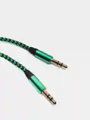 Зеленый кабель AUX Jack3.5-Jack3.5, тканевый аудио кабель нейлоновый аукс, 1 метр