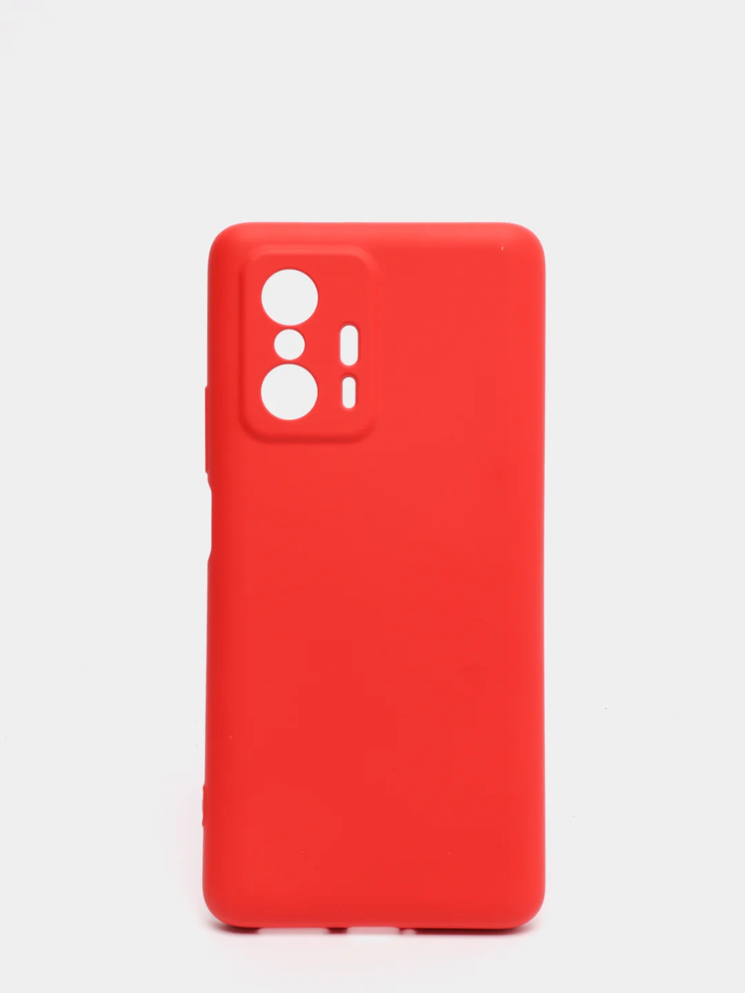 Красный чехол для Xiaomi 11T 5G с защитой камеры и бархатом внутри