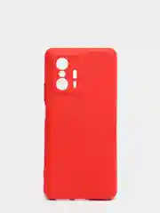 Красный чехол для Xiaomi 11T 5G с защитой камеры и бархатом внутри