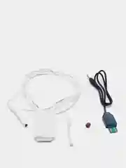 Белый микронаушник Bluetooth магнитный усиленный на аккумуляторе с кнопкой-пищалкой
