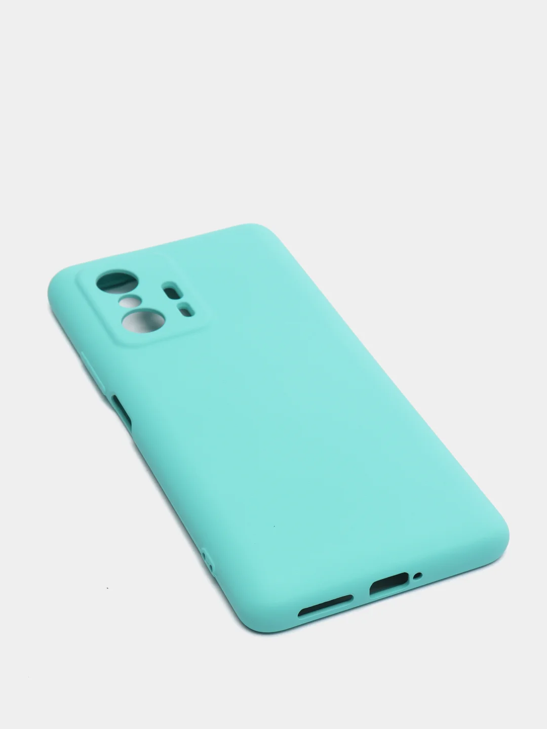 Бирюзовый чехол для Xiaomi 11T 5G с защитой камеры и бархатом внутри