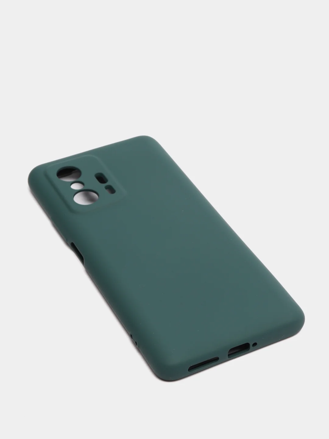 Тёмно-зелёный чехол для Xiaomi 11T 5G с защитой камеры и бархатом внутри