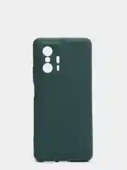 Тёмно-зелёный чехол для Xiaomi 11T 5G с защитой камеры и бархатом внутри
