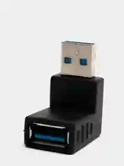 Черный переходник угловой USB 3.0 папа - мама