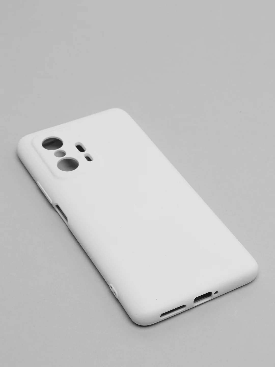 Белый чехол для Xiaomi 11T 5G с защитой камеры и бархатом внутри