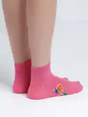 Розовый носки женские укороченные, с рисунком