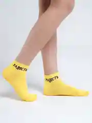 Желтый носки женские укороченные, с рисунком