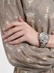 Серебряный женский подарочный набор: наручные часы с браслетом