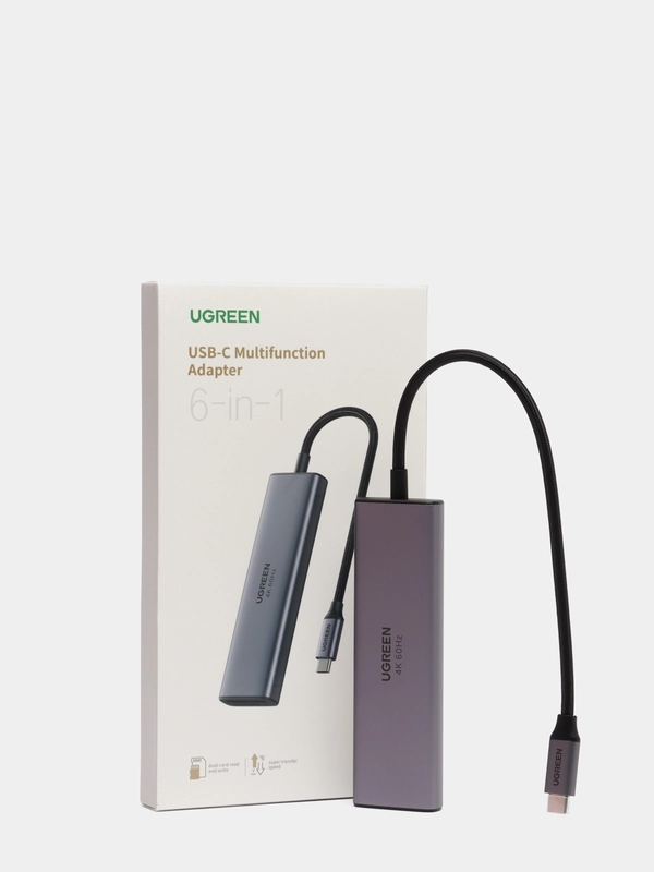 UGREEN. USB концентратор Ugreen 6 в 1 (хаб), 2 х USB 3.0, HDMI, TF/SD, PD (60384)