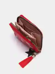 Алый кошелек женский с рисунком из эко кожи, на молнии, Ромашка для девочки, на подарок