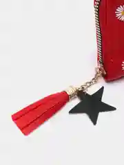 Алый кошелек женский с рисунком из эко кожи, на молнии, Ромашка для девочки, на подарок