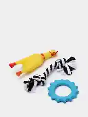 Набор игрушек для собаки "Поиграй со мной!": курица, игрушка, канат