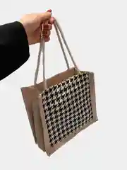 Черный клетчатая холщовая сумка, через плечо
