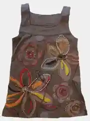Коричневый сарафан с вышивкой