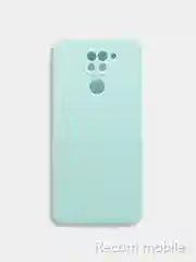 Бирюзовый чехол для Xiaomi Redmi Note 9, матовый, силиконовый, с закрытым низом и бархатом внутри