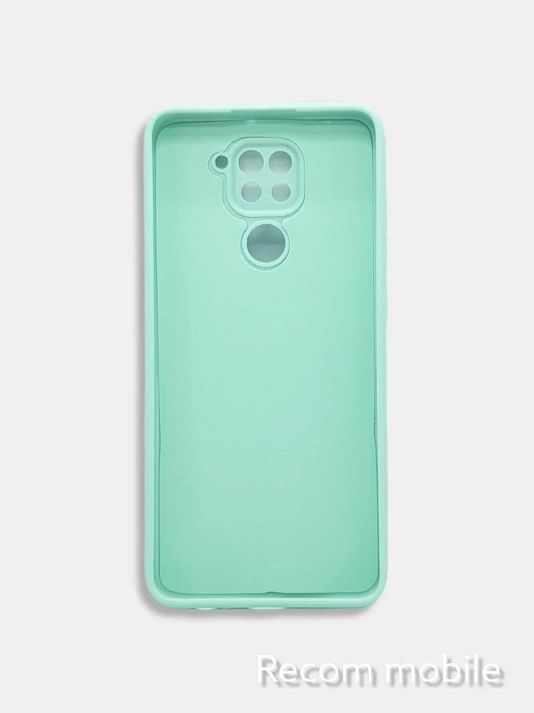 Бирюзовый чехол для Xiaomi Redmi Note 9, матовый, силиконовый, с закрытым низом и бархатом внутри