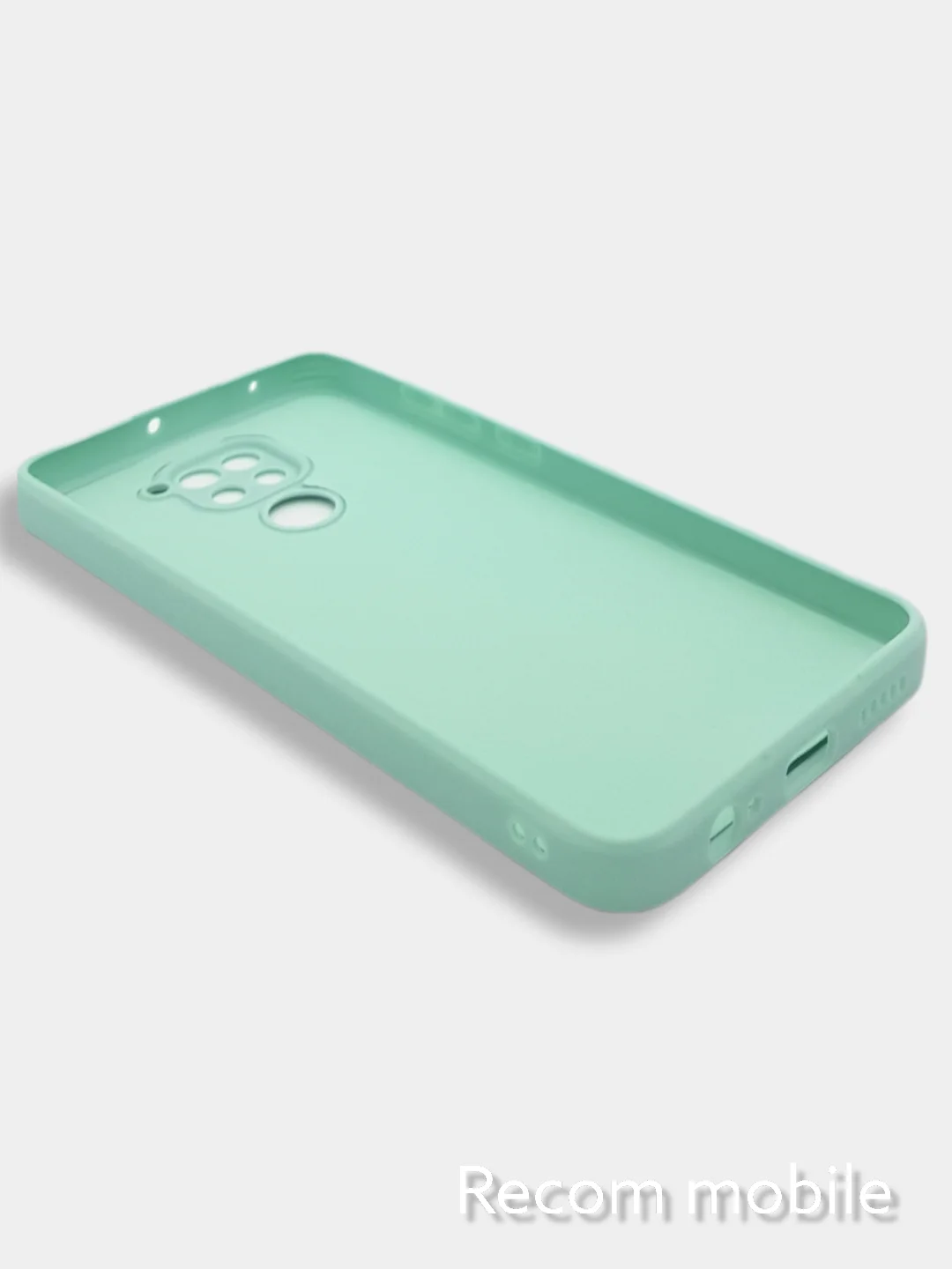 Бирюзовый чехол для Xiaomi Redmi Note 9, матовый, силиконовый, с закрытым низом и бархатом внутри