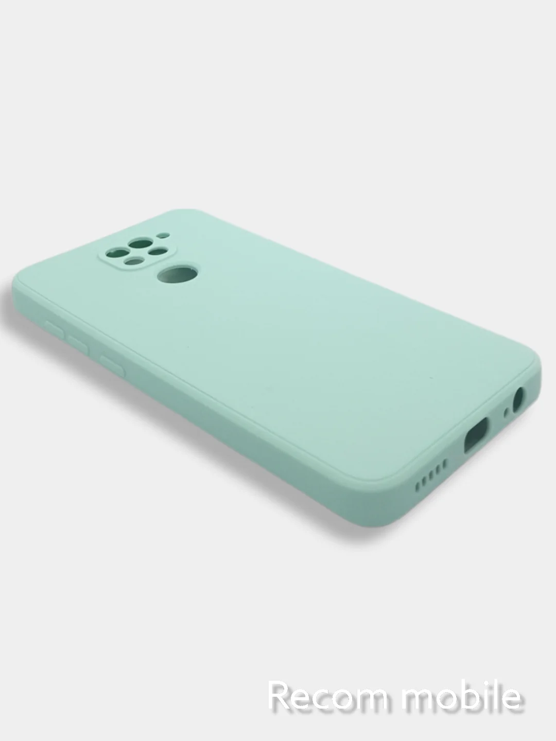 Бирюзовый чехол для Xiaomi Redmi Note 9, матовый, силиконовый, с закрытым низом и бархатом внутри