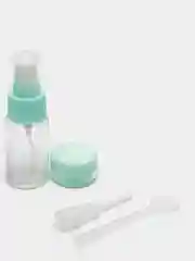 Розовый косметичка с флаконами для жидкостей и крема