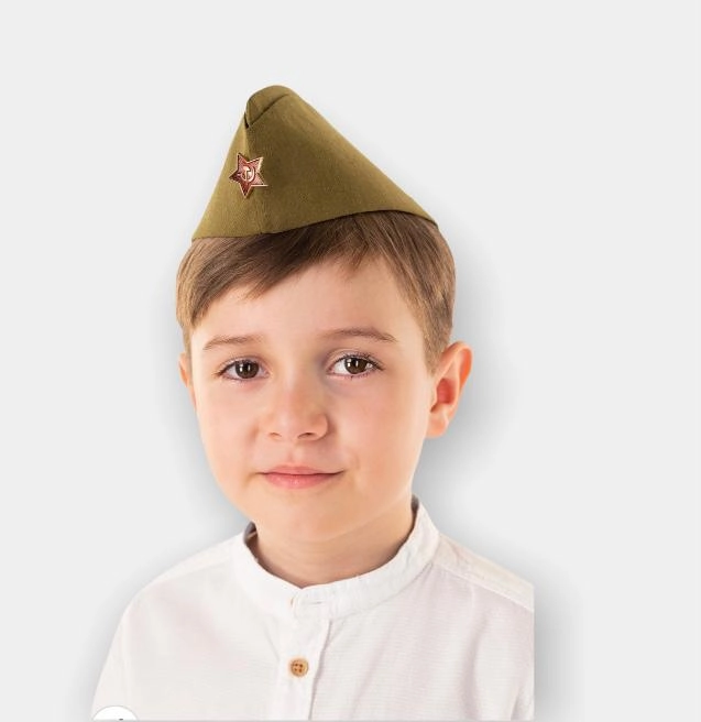 Пилотка детская военная, с красной звездой, размеры от  52 до 60