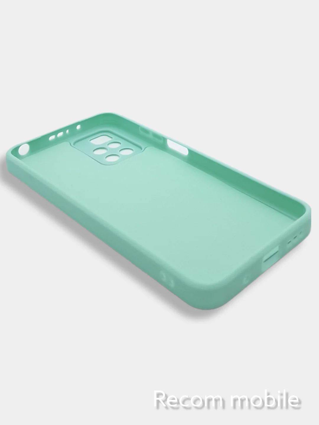 Бирюзовый чехол для Xiaomi Redmi 10 силиконовый с защитой камеры и бархатом внутри Редми 10