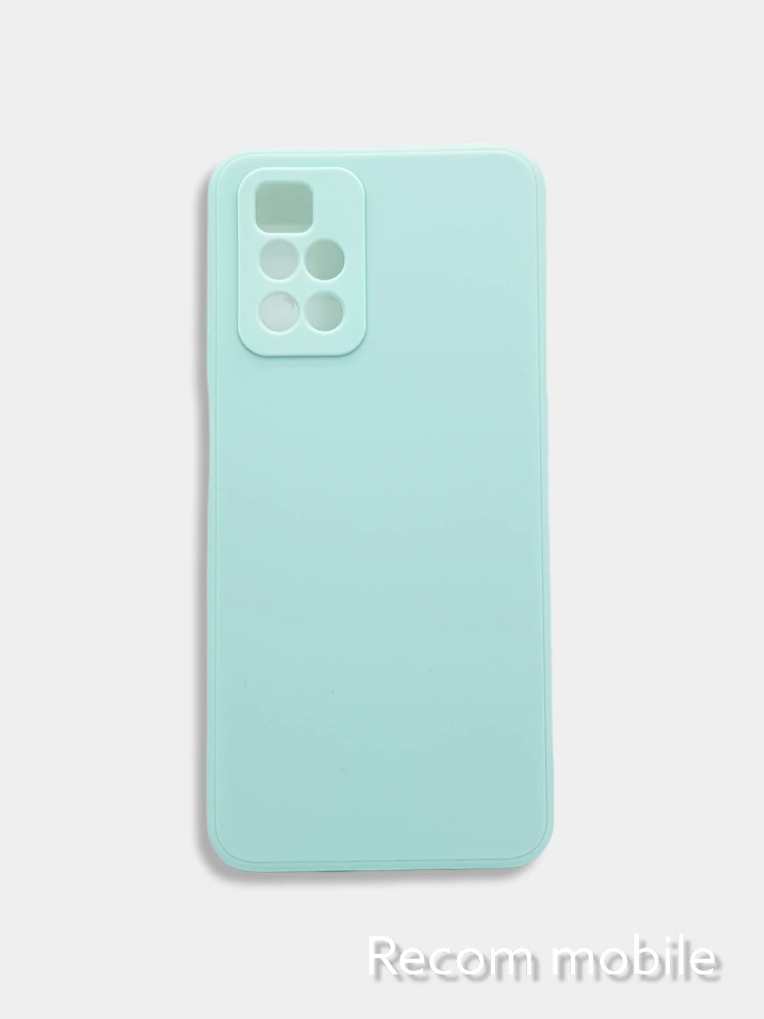 Бирюзовый чехол для Xiaomi Redmi 10 силиконовый с защитой камеры и бархатом внутри Редми 10