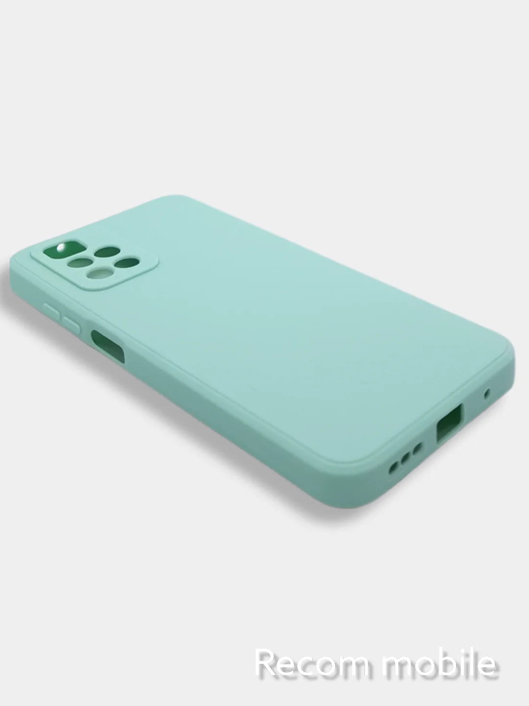 Бирюзовый чехол для Xiaomi Redmi 10 силиконовый с защитой камеры и бархатом внутри Редми 10