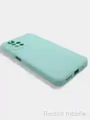 Бирюзовый чехол для Xiaomi Redmi 10 силиконовый с защитой камеры и бархатом внутри Редми 10