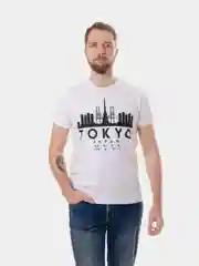 Белый футболка с принтом, мужская