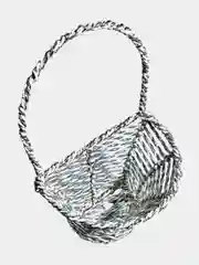 Корзина плетеная серебряной нитью, с декором, 21*10,5*8 см