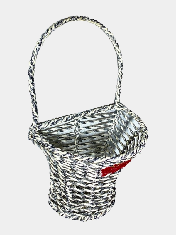 Корзина плетеная серебряной нитью, с декором, 21*10,5*8 см
