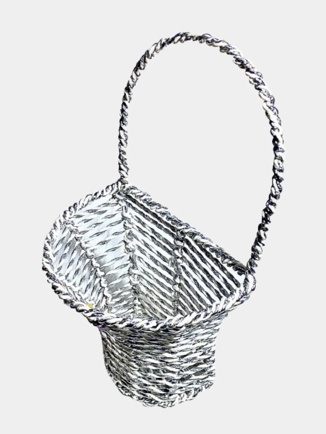 Корзина плетеная серебряной нитью, с декором, 21*10,5*8 см