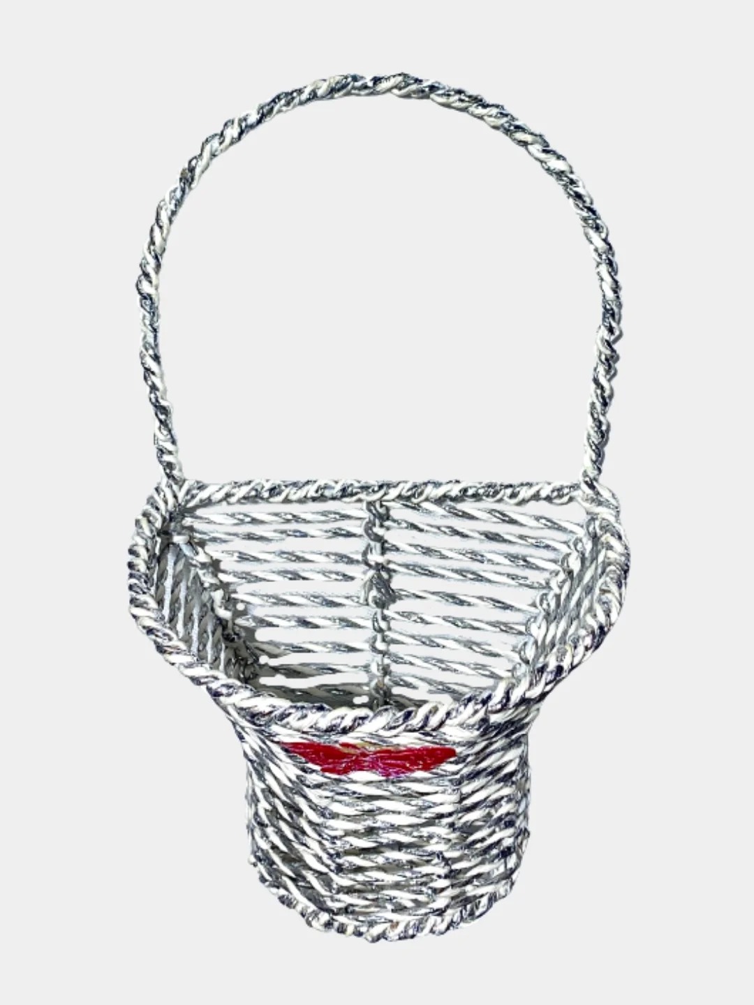 Корзина плетеная серебряной нитью, с декором, 21*10,5*8 см
