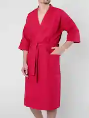 Бордовый халат вафельный