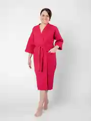 Бордовый халат вафельный