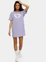 Сиреневый платье-футболка Oversize с принтом, короткое