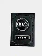 Черный обложка для автодокументов KIA из натуральной кожи/бумажник