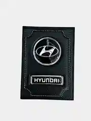 Черный обложка для автодокументов HYUNDAI из натуральной кожи/бумажник