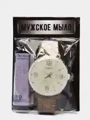Коричневый сувенирное мыло ручной работы "Часы наручные"