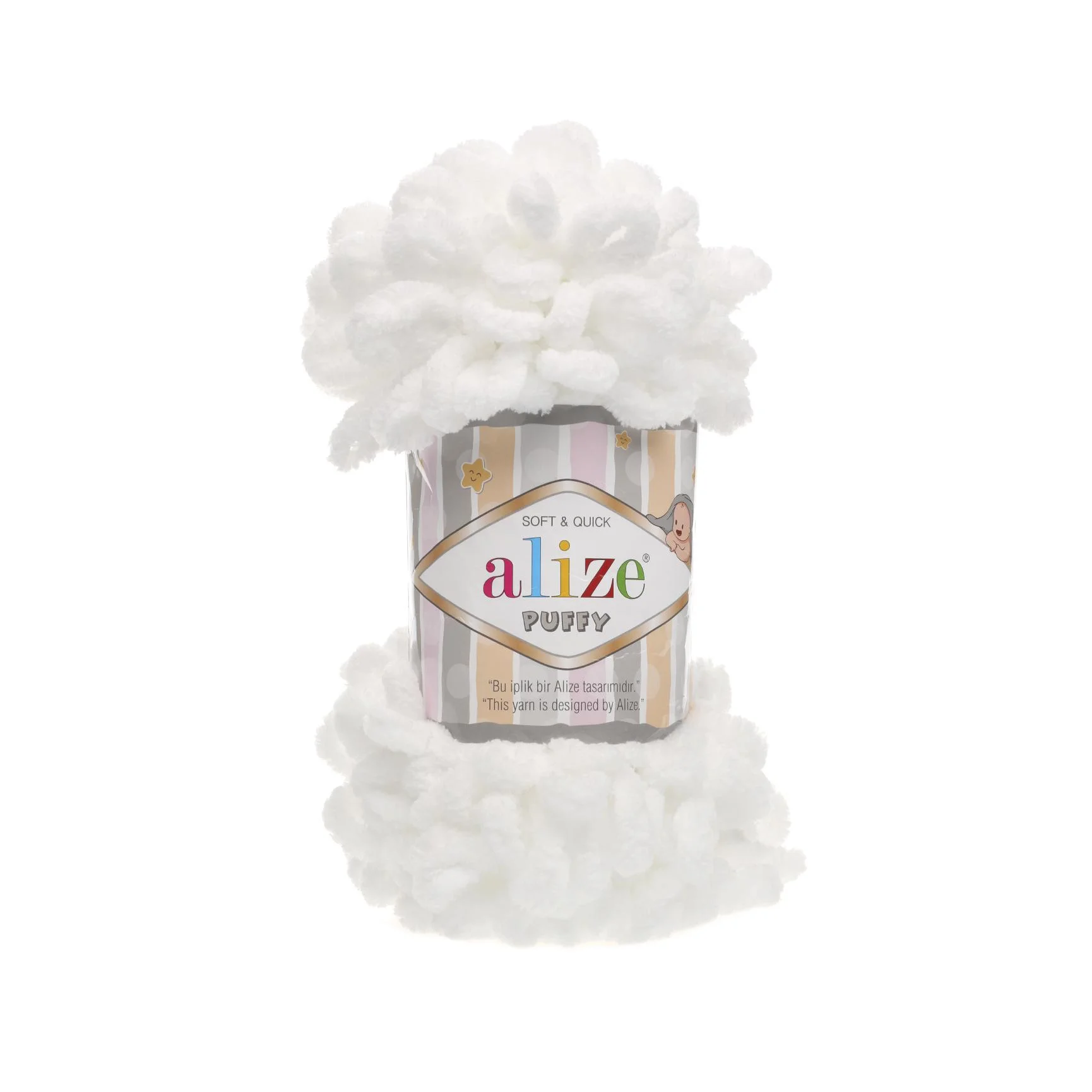 Бежевый пряжа Alize puffy петельки большие, 100% микрополиэстр, 100 гр 9,5 м
