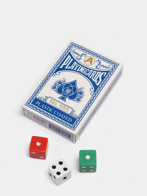 Набор для игры в покер: 3 кубика, карты, 54 штук, разные цвет