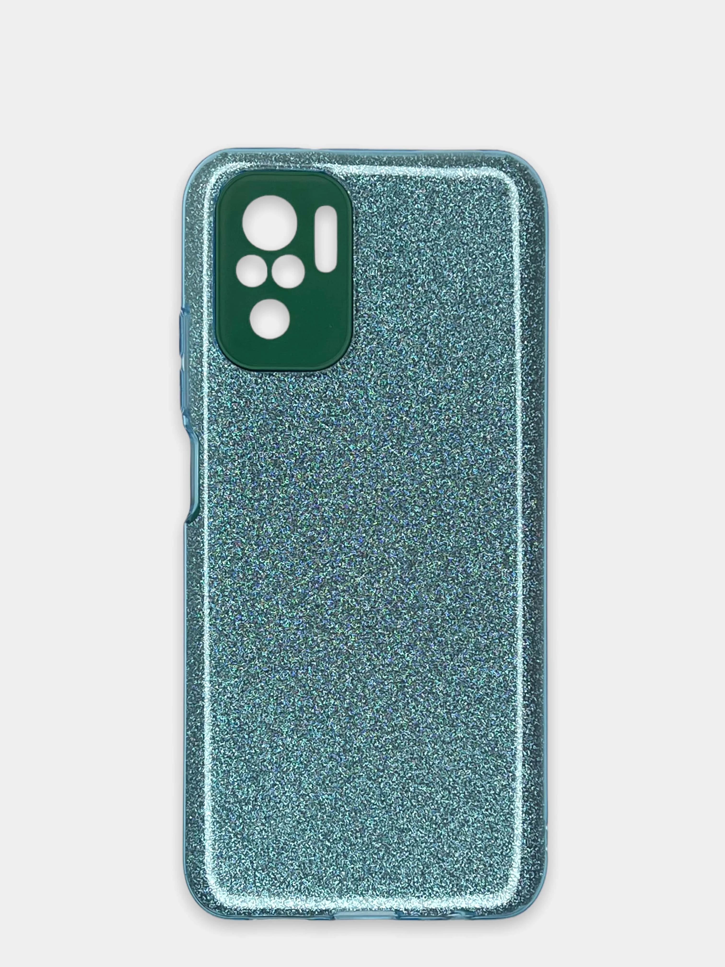 Голубой чехол Xiaomi Redmi Note 10 / Redmi Note 10S / Poco M5s блестящий с защитой камеры