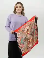 Красный атласный платок 60х60 см
