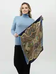 Синий атласный платок 60х60 см