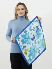 Синий женский платок 50х50 см