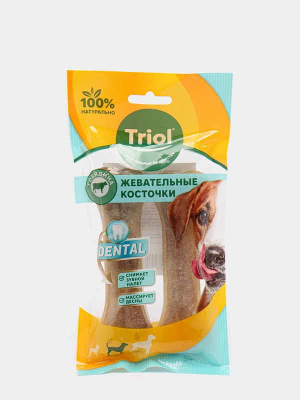 Косточки Triol жевательные из сыромятной кожи для собак 10-25 кг, 12,5 см, 2 штуки