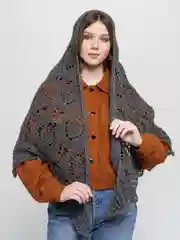 Серый шаль из пряжи ангора, ручная работа